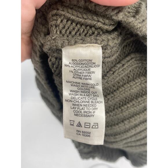 DKNY Long Olive Green Button Up Sweater Short Sleeve Collared Pockets Medium - Picture 7 of 9